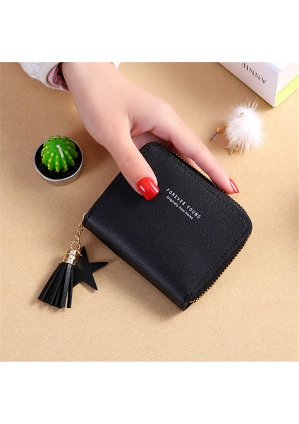 Cüzdan Yeni Kore Tarzı Basit Kare Kadın Cüzdan Kısa Fermuar Küçük Cüzdan Püskül Mini Bozuk Para Cüzdanı Kadın Debriyaj Kart Sahibinin (Yurt Dışından) modelleri