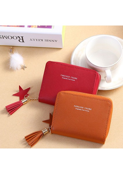 Cüzdan Yeni Kore Tarzı Basit Kare Kadın Cüzdan Kısa Fermuar Küçük Cüzdan Püskül Mini Bozuk Para Cüzdanı Kadın Debriyaj Kart Sahibinin (Yurt Dışından) fırsatları