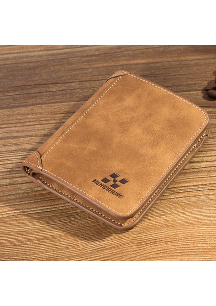 Yeni Erkek Cüzdan Kısa Buzlu Deri Cüzdan Retro Iki Kat Dikey Cüzdan Gençlik Kore Çoklu Kart Cüzdan 2022 Lüks Cüzdan (Yurt Dışından)