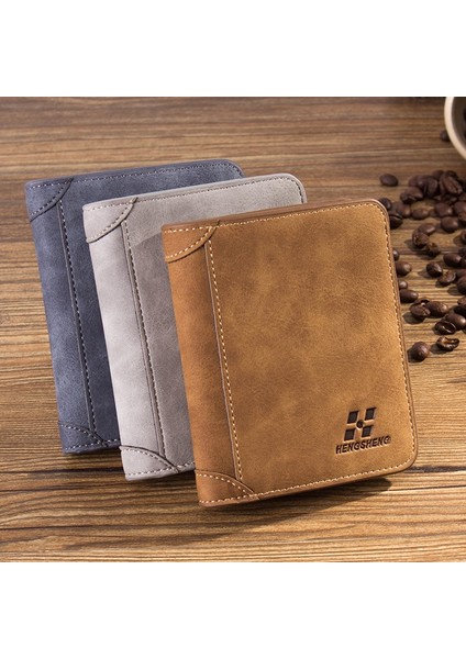 Yeni Erkek Cüzdan Kısa Buzlu Deri Cüzdan Retro Iki Kat Dikey Cüzdan Gençlik Kore Çoklu Kart Cüzdan 2022 Lüks Cüzdan (Yurt Dışından) indirimleri