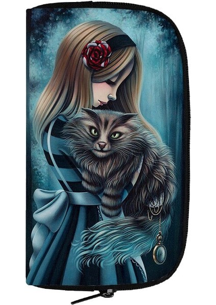 Sevimli Siyah Kedi Cadı Cüzdan Kadın Para Çantaları Büyücülük Gotik Yarasa Vampir Çanta Kredi Kartı Telefon Sahipleri Çanta Uzun Cüzdan Hediye (Yurt Dışından) modelleri