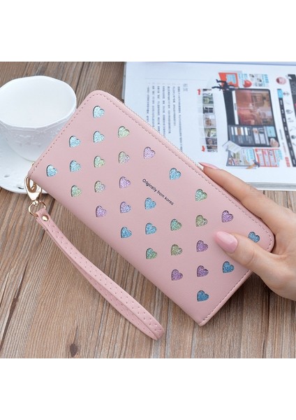 Kadın Cüzdan Pu Deri Uzun Aşk Kalp Tasarım Sevimli Çanta Telefon Için Yüksek Kapasiteli Kart Tutucu Debriyaj Cüzdan Carteira Feminina (Yurt Dışından)
