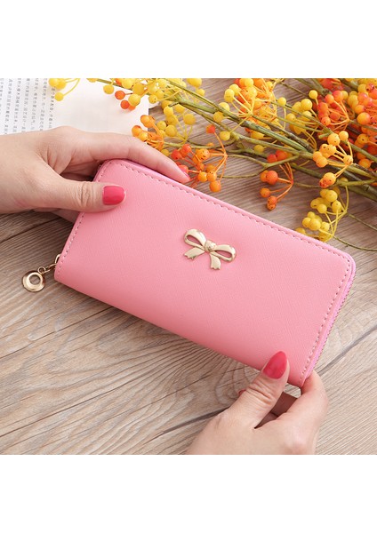 Pu Deri Kadın Uzun Cüzdan Sevimli Ilmek Telefon Para Çantası Debriyaj Kımlık Kartı Tutucu Ayrılabilir Bileklik Moda Bozuk Para Cüzdanı (Yurt Dışından) modelleri