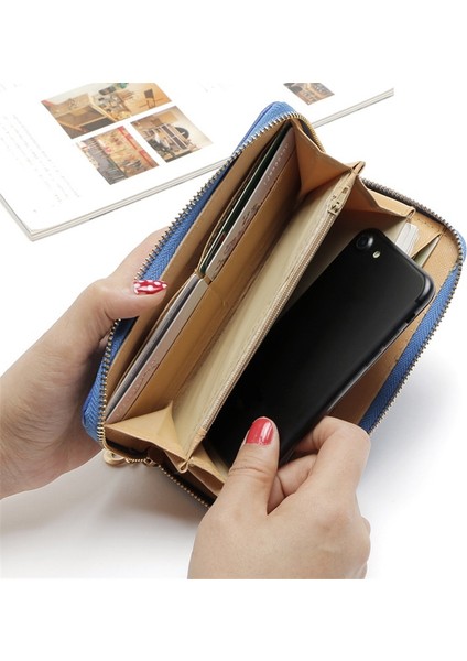 Pu Deri Kadın Uzun Cüzdan Sevimli Ilmek Telefon Para Çantası Debriyaj Kımlık Kartı Tutucu Ayrılabilir Bileklik Moda Bozuk Para Cüzdanı (Yurt Dışından) fırsatları