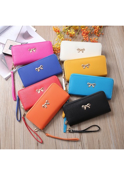 Pu Deri Kadın Uzun Cüzdan Sevimli Ilmek Telefon Para Çantası Debriyaj Kımlık Kartı Tutucu Ayrılabilir Bileklik Moda Bozuk Para Cüzdanı (Yurt Dışından) indirimleri