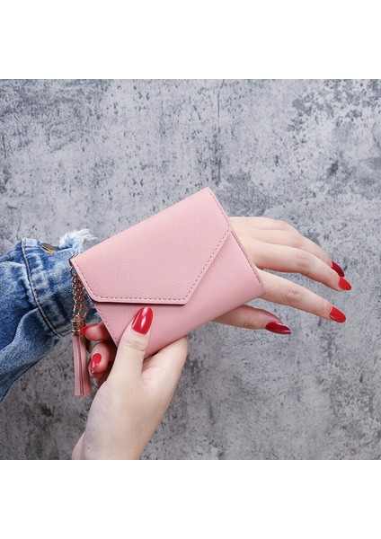 Kadınlar Için Cüzdan Pembe Kadın Cüzdan Küçük Ince Minimalist Carteira Kısa Çanta Kadın Porte Monnaie Femme Cartera Hombre (Yurt Dışından) modelleri