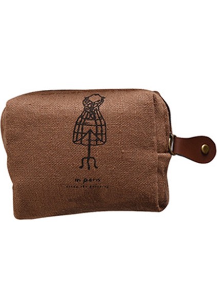 Microgood Taşınabilir Vintage Kanvas Bozuk Para Cüzdanı Kart Anahtar Tutucu Kadın Fermuar Mini Cüzdan (Yurt Dışından)