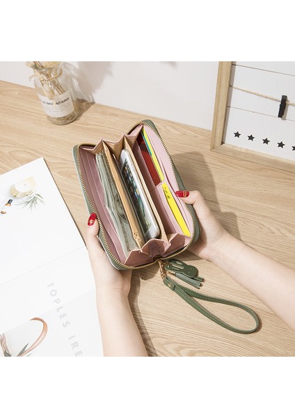 Pu Hit Renk Kadın Cüzdan Moda Uzun Fermuar Cüzdan Kadınlar Için 2022 Lüks Dikiş Püskül Debriyaj Trend Tüm Maç Kart Sahibinin (Yurt Dışından) fırsatları