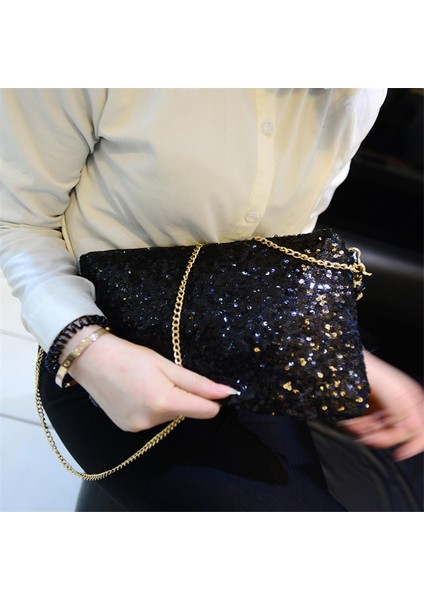 Kadınlar Bayanlar Glitter Pul Çanta Askılı Çanta Köpüklü Parti Akşam Zarf El Çantası Cüzdan Tote Çanta Omuzdan Askili Çanta (Yurt Dışından)