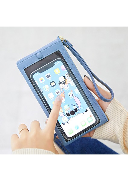 Şeffaf Dokunmatik Telefon Cebi Uzun Debriyaj Cüzdan Kadınlar Için Pu Deri Kadın Cüzdan Bayanlar Manşonlar Kart Çanta (Yurt Dışından)