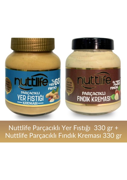Parçacıklı Yer Fıstığı Kreması 330 gr + Parçacıklı Fındık Kreması 330 Gr