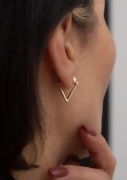 14 Ayar Altın Üçgen Küpe modelleri