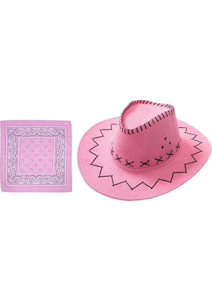Keçe Kovboy Şapkası Fötr Şapka Rüzgar Kordonlu Sunhat Kostüm Aksesuarları Için Açık Pembe (Yurt Dışından) modelleri