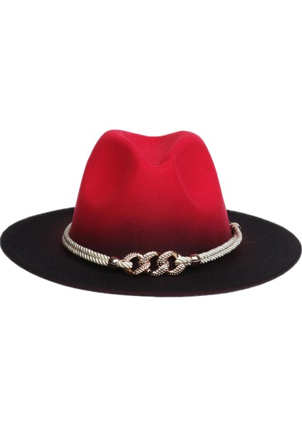 Moda Fedora Ş Zincirli Retro Iki Ş Geniş I Irmızı ve (Yurt Dışından) modelleri