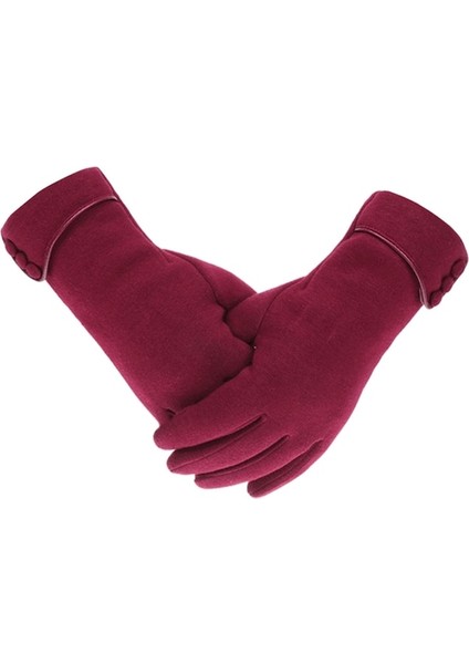 Yyz-Cc Dış Mekan Kadın Sıcak Kışlık Eldivenleri-Şarap (Yurt Dışından)