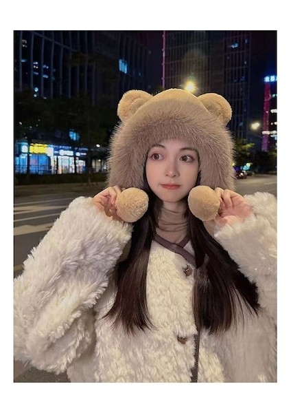 Yyt-Tt Ayı Kulaklı Peluş Kalın Sıcak Şapka-Kahverengi (Yurt Dışından) modelleri