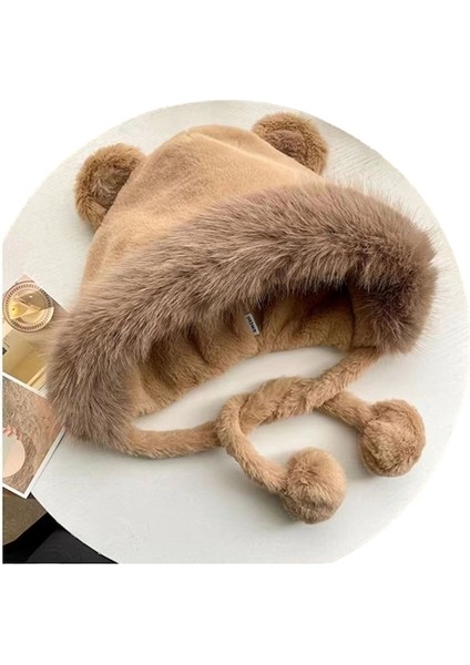 Yyt-Tt Ayı Kulaklı Peluş Kalın Sıcak Şapka-Kahverengi (Yurt Dışından) fırsatları