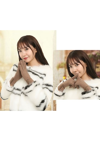 Kkz-Cc Dış Mekan Kadın Sıcak Kışlık Eldivenleri-Siyah (Yurt Dışından)