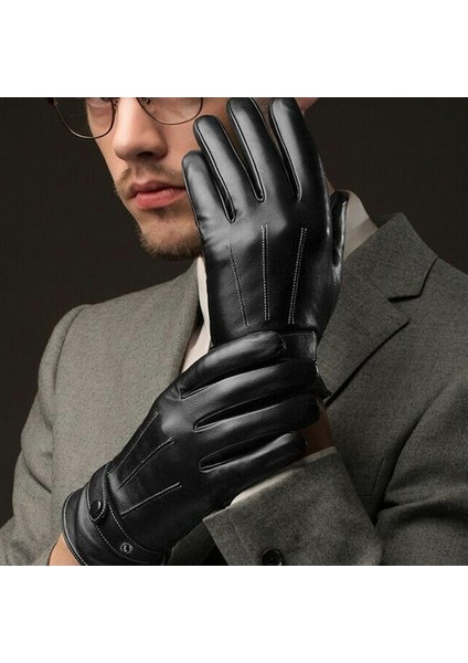 Erkek Kışlık Bisiklet Sürüş 5 Parmak Dokunmatik Ekran Eldiven (Yurt Dışından)