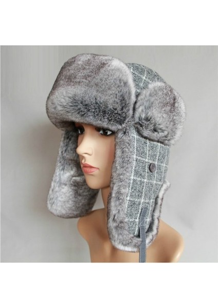 Pasifix Kış Açık Sıcak Kareli Desen Kulak Korumalı Şapka 001 (Yurt Dışından)