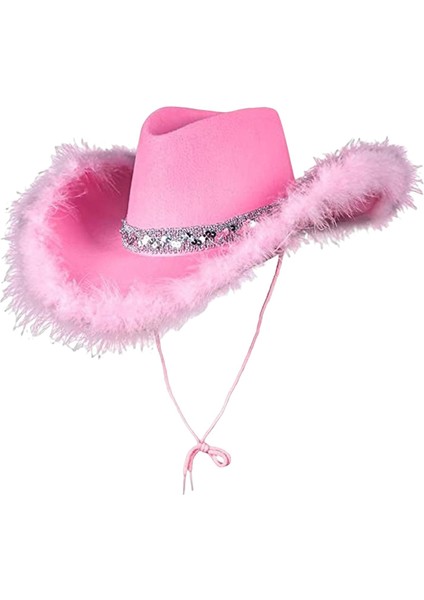 Cowgirl Şapka Zarif Pembe Kovboy Şapkası Festivaller Için Kostüm Aksesuarları Hediye 38CMX30CMX13CM (Yurt Dışından)