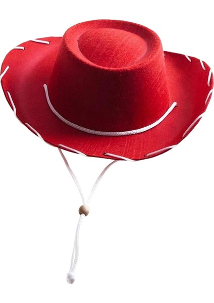 Batı Tarzı Kovboy Şapkası Cowgirl Caz Kapakları Kostüm Giysileri Aksesuarları Kırmızı (Yurt Dışından)