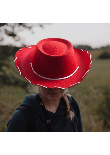 Batı Tarzı Kovboy Şapkası Cowgirl Caz Kapakları Kostüm Giysileri Aksesuarları Kırmızı (Yurt Dışından) indirimleri