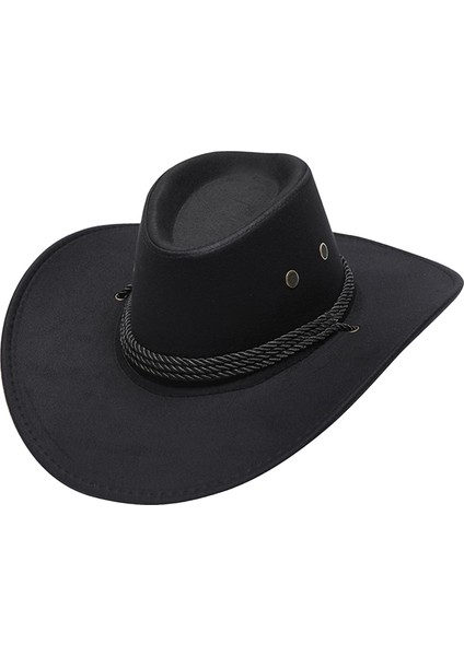 Batı Kovboy Şapkası Sahne Cowgirl Sombrero Kapaklar Kadın Erkek Açık Kamp Siyah (Yurt Dışından) fiyatları