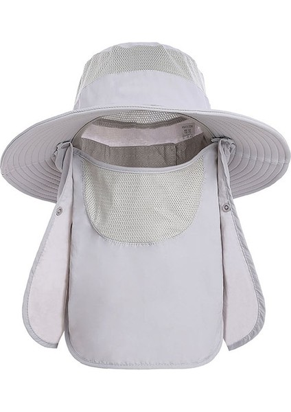 Nefes Alabilen Kumaş Erkek Yüz Kaplayan Balıkçı Şapkası - Gri (Yurt Dışından)
