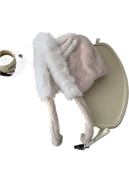Yyv-Cc Dış Mekan Sevimli Tilki Kulaklı Peluş Şapka-Koyu Beyaz - Pembe (Yurt Dışından)