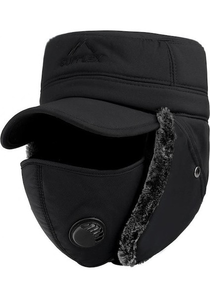Arion Kışlık Şapka Kulak Ağız Burun Sıcak Tutma Koruma Seti Siyah (Yurt Dışından)