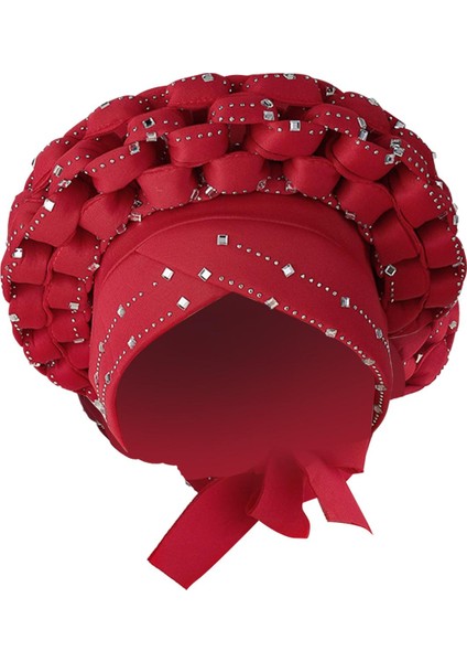 Afrika Türban Başörtüsü Örgü Saç Örtüsü Şapkağüm Headwrap Kırmızı (Yurt Dışından)