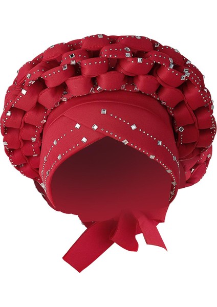 Afrika Türban Başörtüsü Örgü Saç Örtüsü Şapkağüm Headwrap Kırmızı (Yurt Dışından) fiyatları