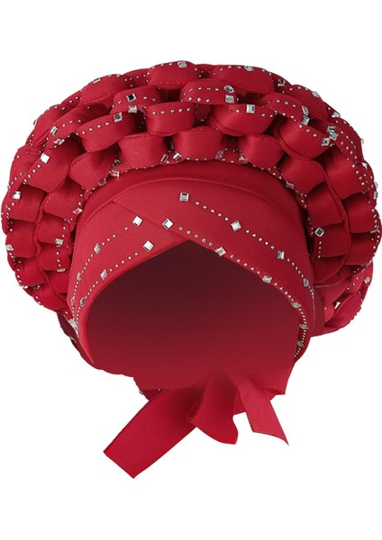 Afrika Türban Başörtüsü Örgü Saç Örtüsü Şapkağüm Headwrap Kırmızı (Yurt Dışından) modelleri