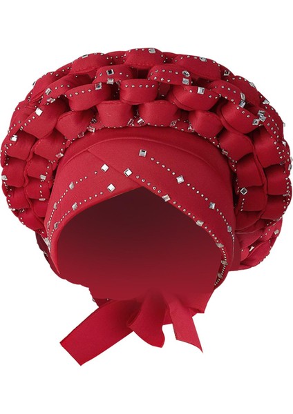 Afrika Türban Başörtüsü Örgü Saç Örtüsü Şapkağüm Headwrap Kırmızı (Yurt Dışından) fırsatları