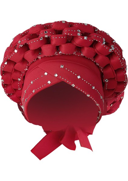 Afrika Türban Başörtüsü Örgü Saç Örtüsü Şapkağüm Headwrap Kırmızı (Yurt Dışından) indirimleri