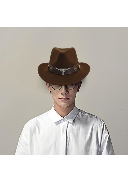 Batı Kovboy Şapkası Unisex Stage Performans Meslekleri Kahvesi Için Geniş Kötü Şapka (Yurt Dışından) modelleri