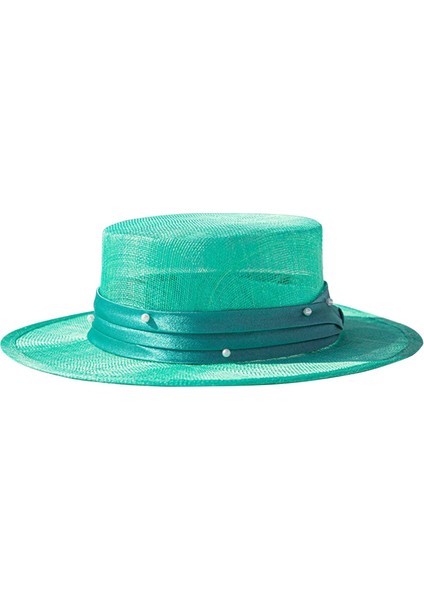 Güneş Şı Kurdeleli Dokuma Düz Üst Sunhat Vintage Tasarım Ş Yeşil (Yurt Dışından) modelleri