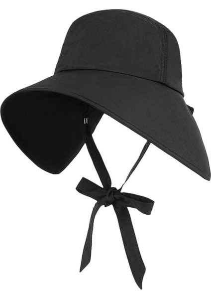 Güneş Koruma Şapkası Nefes Alabilir Kova Şapka Yaz Rahat Plaj Kamp Siyah (Yurt Dışından)