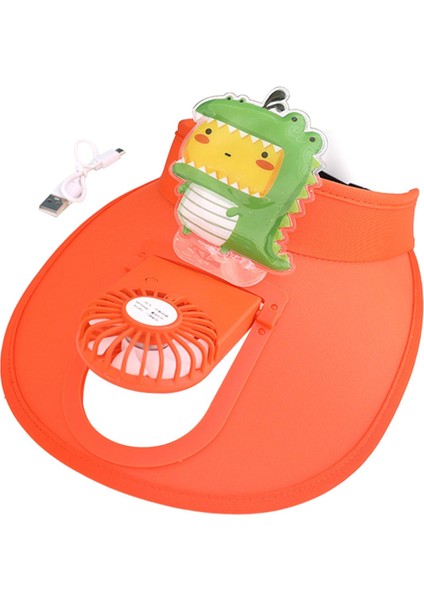 Güneş Şı Dahili Fan Yaz Hayranları Ş Ayarlanabilir Hız USB Şarjı Turuncu Dinozor (Yurt Dışından) indirimleri