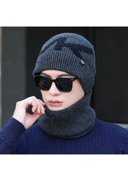 Yyf-Tt Açık Hava Erkek Kışlık Örme Şapka Bisiklet Soğuk Şapka-Koyu Mavi (Yurt Dışından)