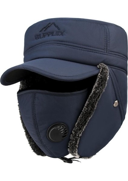 Arion Kışlık Şapka Kulak Ağız Burun Sıcak Tutma Koruma Seti Lacivert (Yurt Dışından)