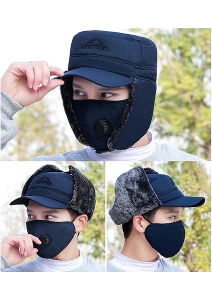 Arion Kışlık Şapka Kulak Ağız Burun Sıcak Tutma Koruma Seti Lacivert (Yurt Dışından) indirimleri