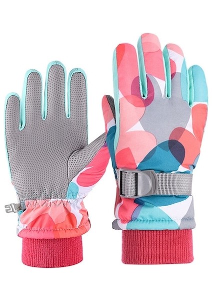 1 Çift Çocuklar Için Baskılı Rüzgar Geçirmez Kış Eldiven 001 (Yurt Dışından)