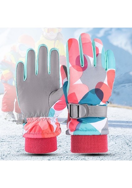 1 Çift Çocuklar Için Baskılı Rüzgar Geçirmez Kış Eldiven 001 (Yurt Dışından) modelleri