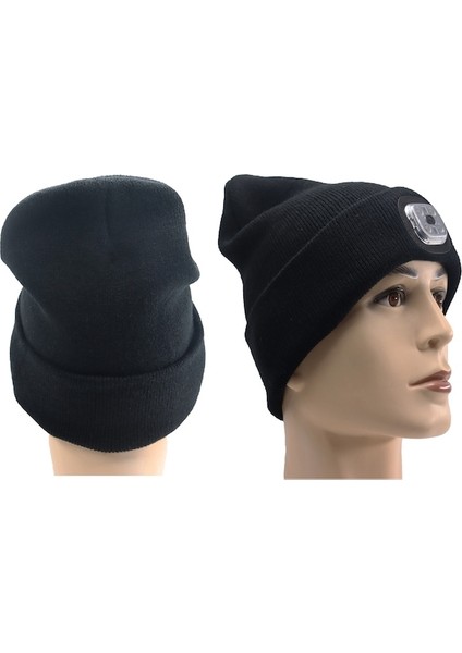 Outdoor 4 LED Bisiklete Binme, Koşu Için Işıklı Örme Şapka Siyah (Yurt Dışından) fiyatları