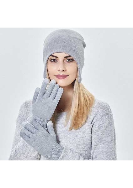 Unisex Örme Pamuk Şapka + Eldiven Set (Yurt Dışından) fırsatları