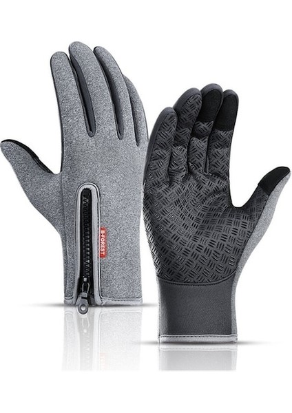Kkt-Cc Bisiklete Binmeye, Kayak Yapmaya ve Açık Havada Kamp Yapmaya Uygun Kışlık Sıcak Tam Parmak Eldivenler-Gri (Yurt Dışından)