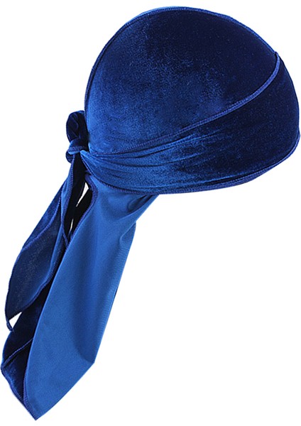 Kadife Uzun Kuyruk Headwrap Beanie Chemo Şapka Mavi (Yurt Dışından)