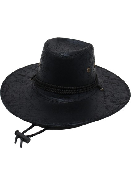 Batı Kovboy Şapkası Erkek Yaz Açık Hava Güneşlik Şapka Kamp Sokak Seyahat Siyah (Yurt Dışından)